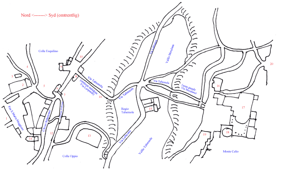 Plan over Via Taberbola, 1551. Efter Leonardo Bufalini.