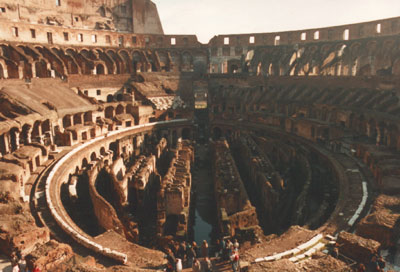 Foto af Colosseo' s indre set oppefra