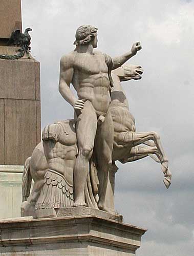Fontana di Montecavallo på Piazza del Quirinale: statue af Dioskurerne