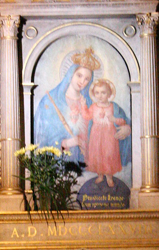 Foto af Madonna-billedet på højalteret i Kirken San Salvatore in Onda