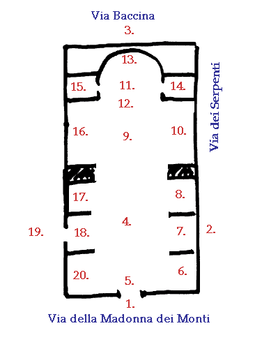 Plan over Kirken Madonna dei Monti