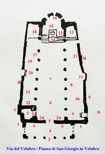 Plan over Kirken San Giorgio in Velabro